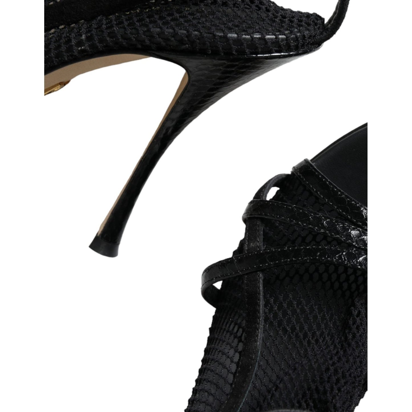 Dolce & Gabbana Black Mesh Stiletto Heels Sandals Shoes Dolce & Gabbana