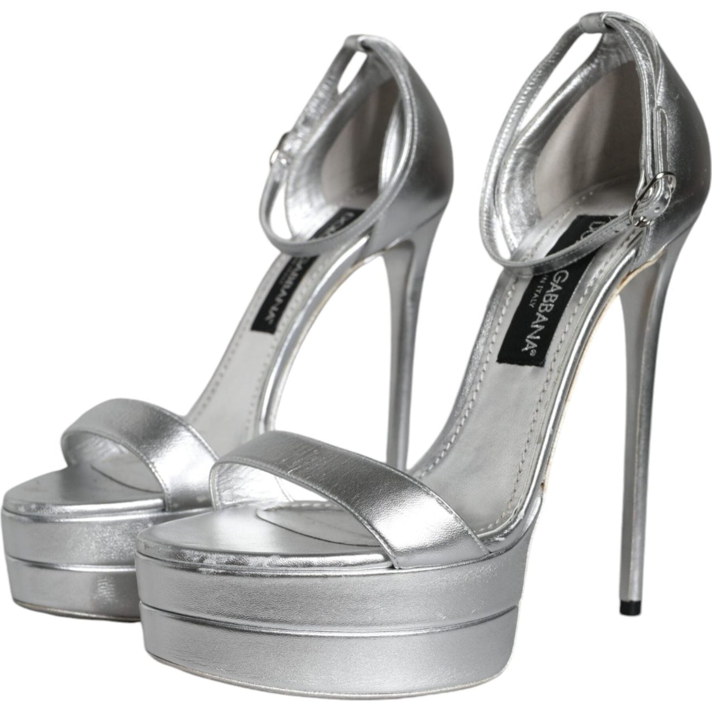 Dolce & Gabbana Silver KEIRA Heels Ankle Strap Sandals Shoes Dolce & Gabbana