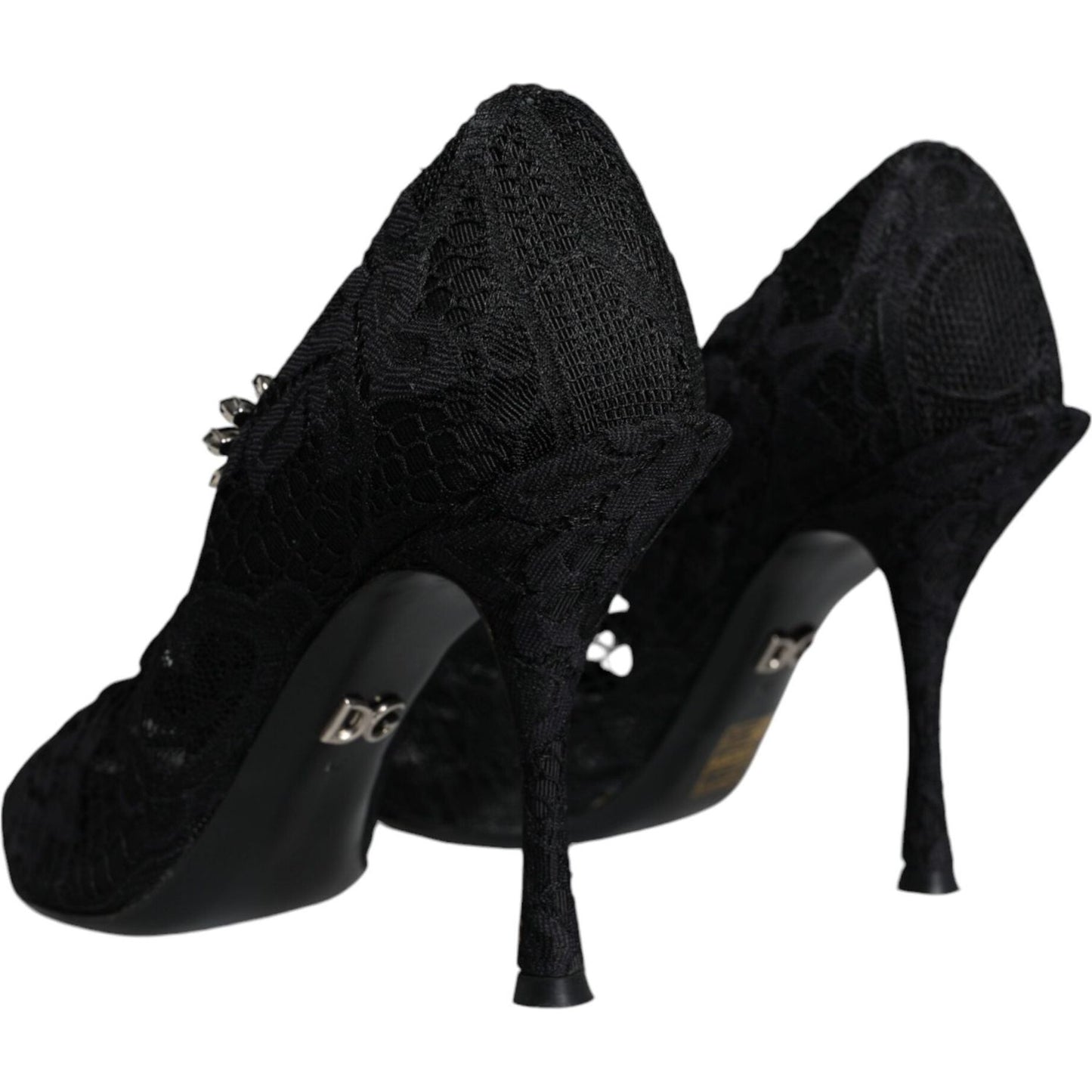 Dolce & Gabbana Black Mary Jane Pumps Lace Crystals Heels Shoes Dolce & Gabbana