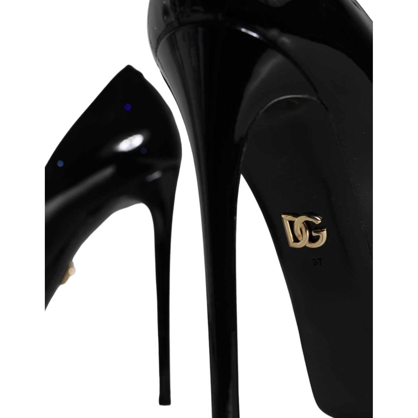 Dolce & Gabbana Black Leather Platform Heels Pumps Shoes Dolce & Gabbana