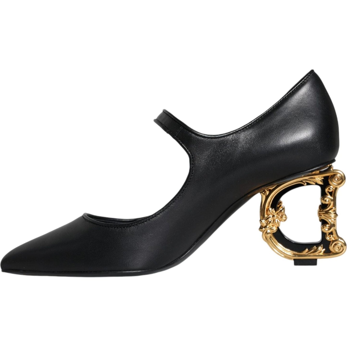 Dolce & Gabbana Black Leather Logo Heels Mary Janes Pumps Shoes Dolce & Gabbana