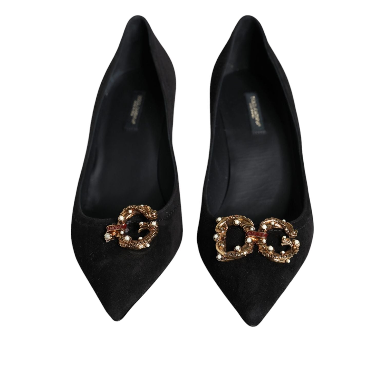 Dolce & Gabbana Black Amore Suede Bellucci Heels Pumps Shoes