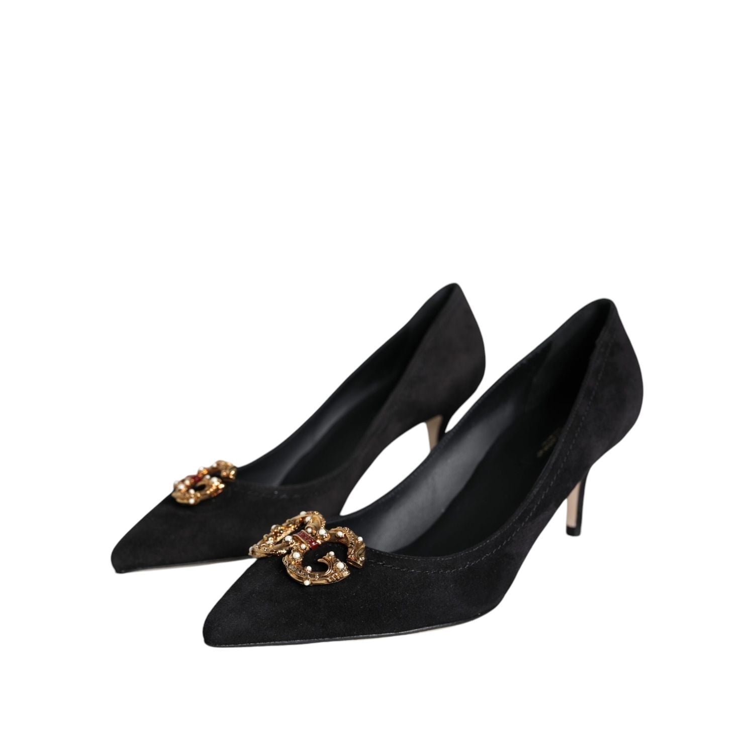Dolce & Gabbana Black Amore Suede Bellucci Heels Pumps Shoes