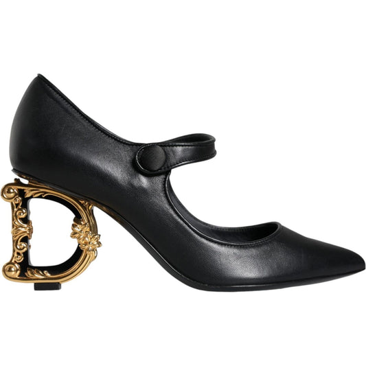 Dolce & Gabbana Black Leather Logo Heels Mary Janes Pumps Shoes Dolce & Gabbana