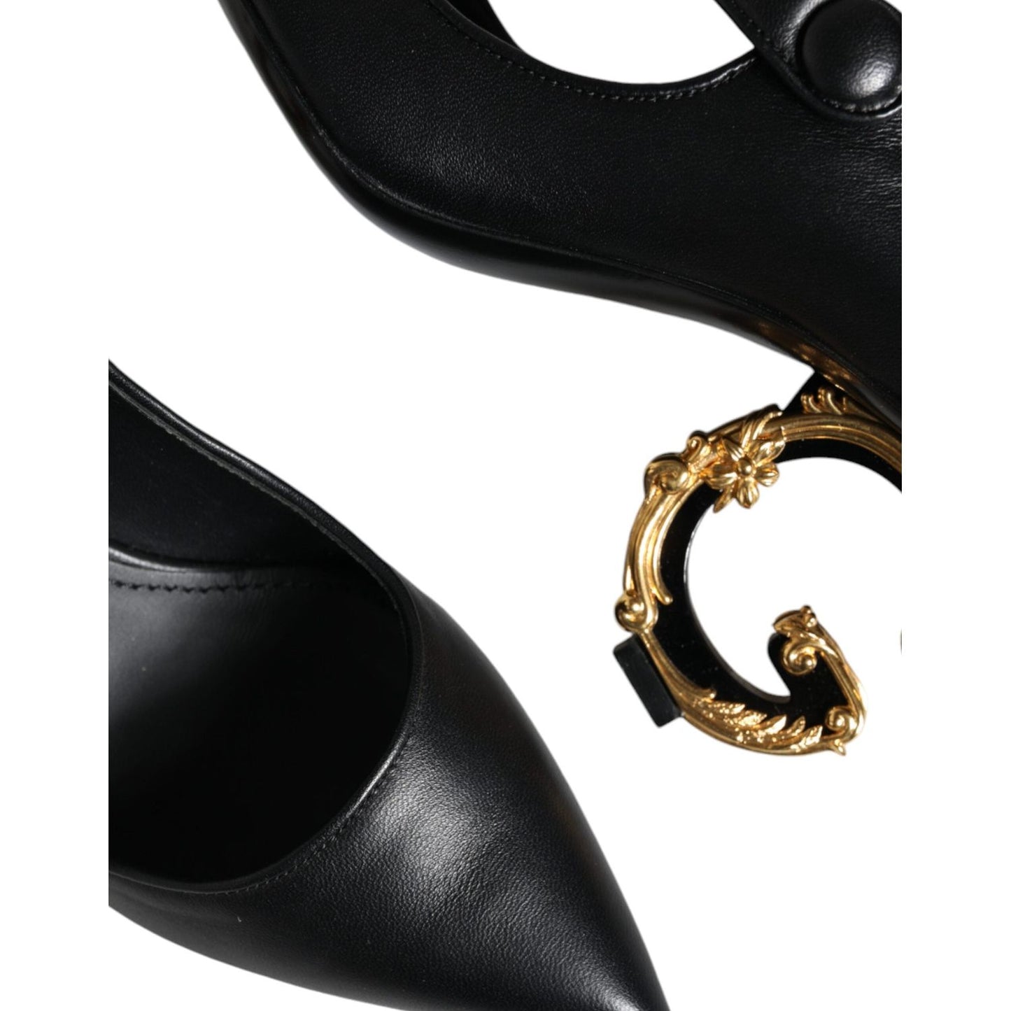 Dolce & Gabbana Black Leather Logo Heels Mary Janes Pumps Shoes Dolce & Gabbana