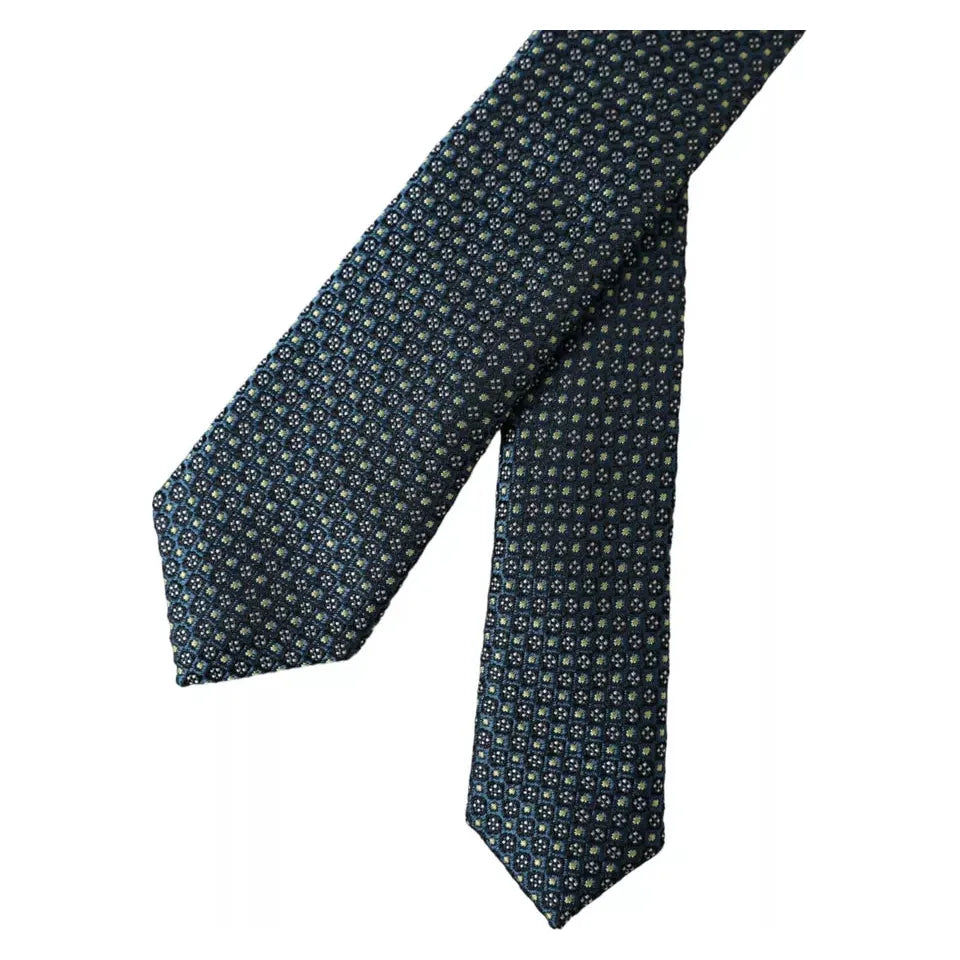 Dolce & Gabbana Green Patterned 100% Silk Adjustable Men Tie Dolce & Gabbana