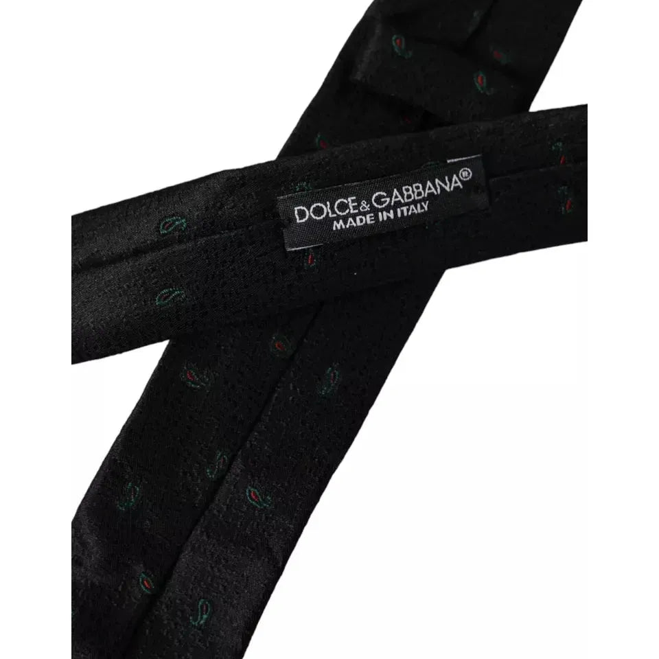 Dolce & Gabbana Black Fantasy 100% Silk Adjustable Men Tie Dolce & Gabbana