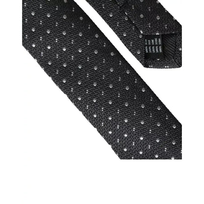 Dolce & Gabbana Black Polka Dot Silk Adjustable Men Tie