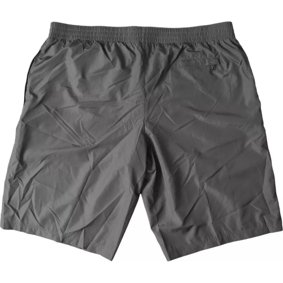 Dolce & Gabbana Dark Gray Polyester Beachwear Shorts Swimwear Men Dolce & Gabbana