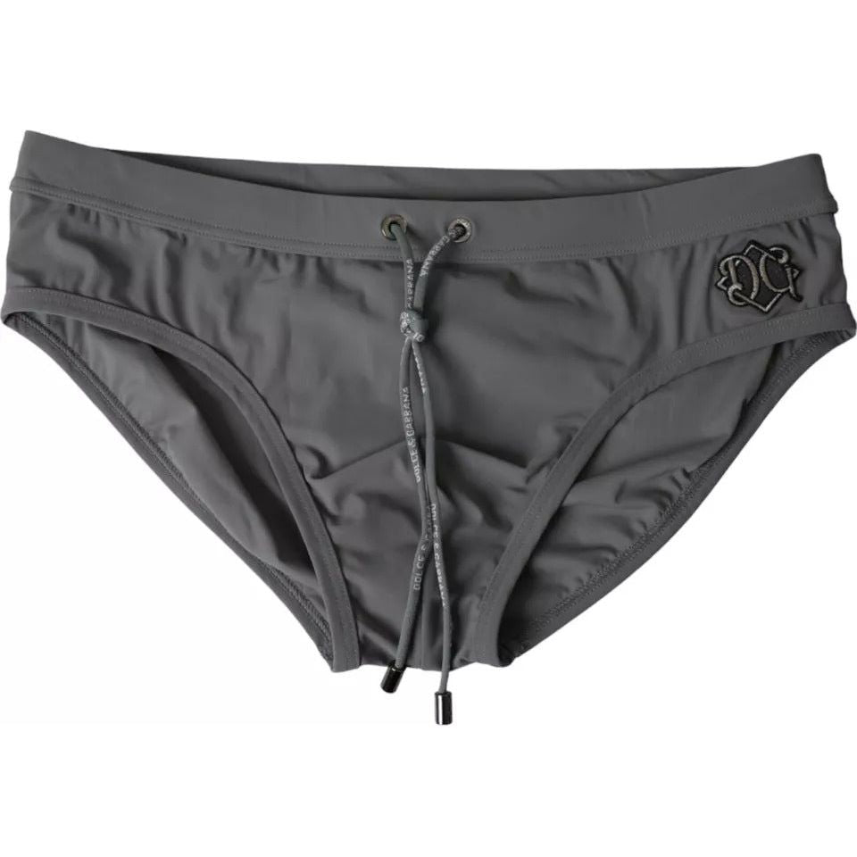 Dolce & Gabbana Dark Gray DG Logo Beachwear Brief Swimwear Men Dolce & Gabbana