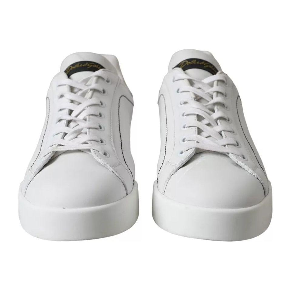 Dolce & Gabbana White Leather Portofino Low Top Sneakers Shoes Dolce & Gabbana