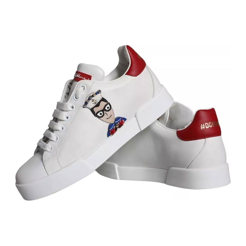 Dolce & Gabbana White Patch Calfskin Nappa Portofino Sneakers Shoes Dolce & Gabbana