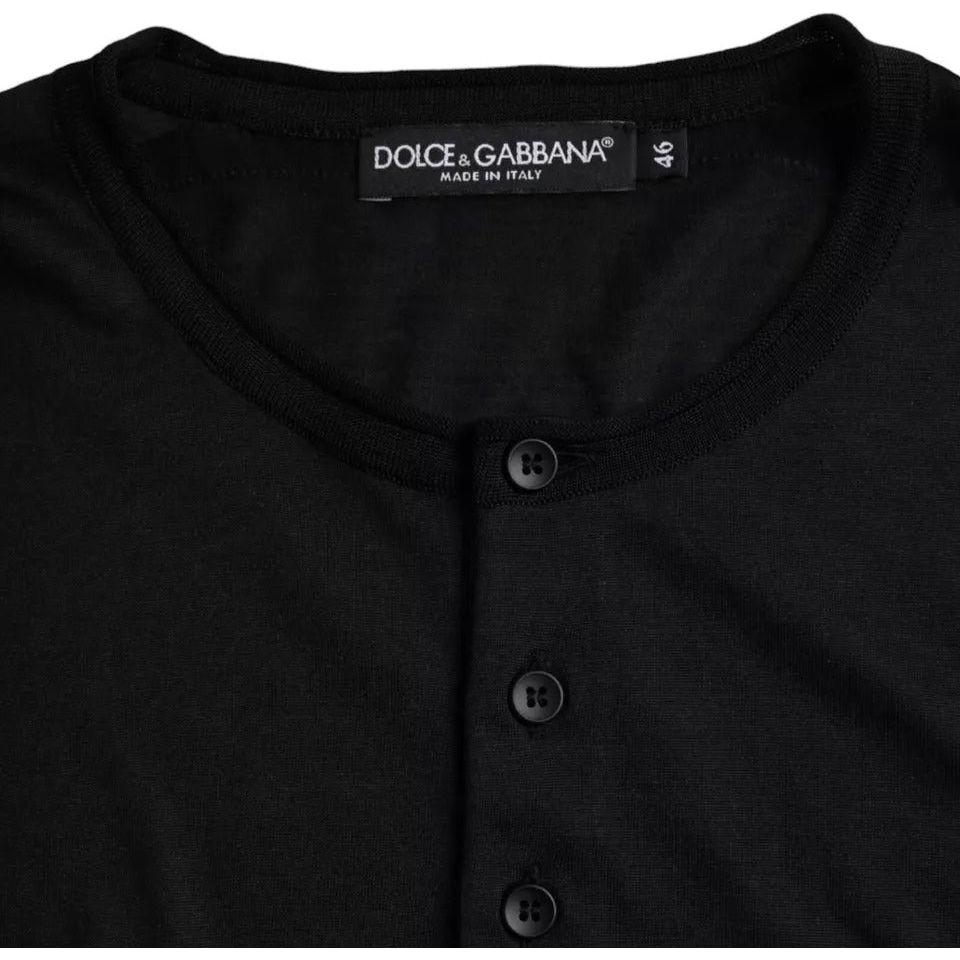 Dolce & Gabbana Black Silk Round Neck Short Sleeve T-shirt Dolce & Gabbana