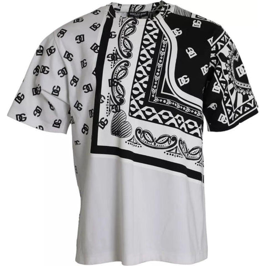 Dolce & Gabbana White Bandana Print Cotton Short Sleeves T-shirt Dolce & Gabbana