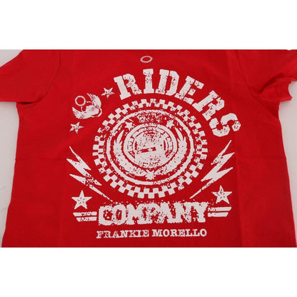 Frankie Morello Red Cotton RIDERS Crewneck T-Shirt