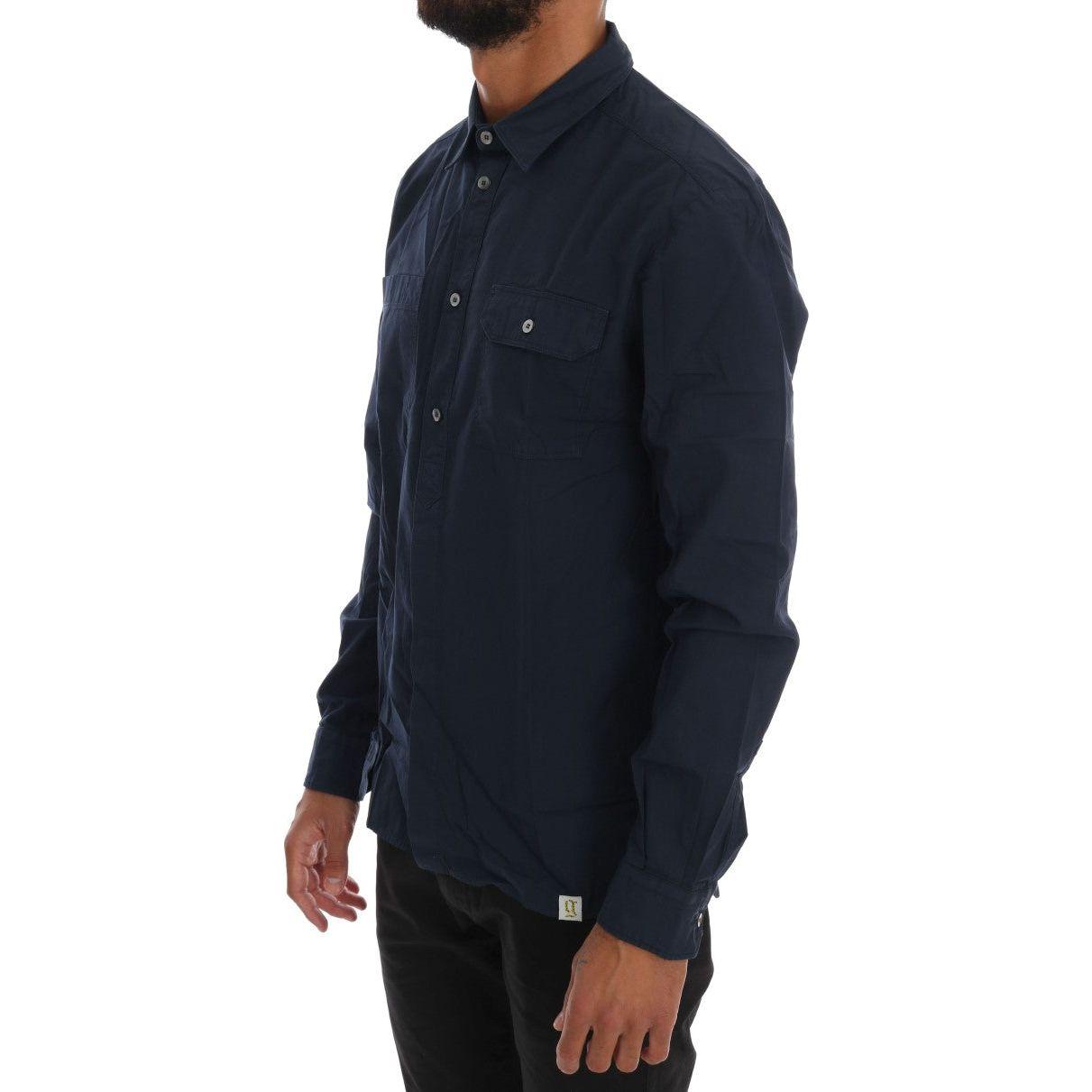 John Galliano Blue Casual Cotton Long Sleeve Shirt