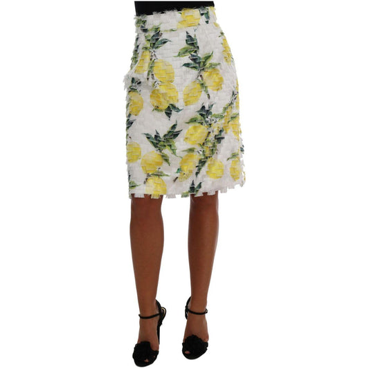 Dolce & Gabbana Lemon Print Fringe Pencil Skirt Dolce & Gabbana