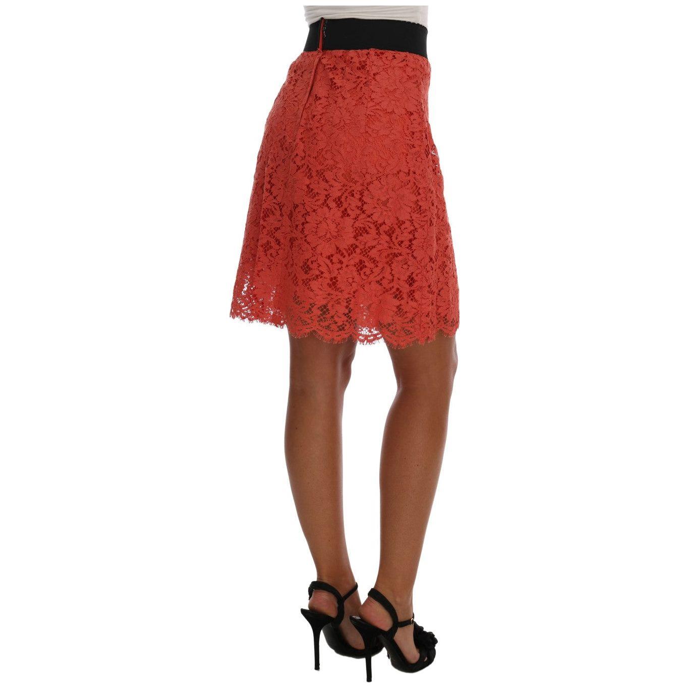 Dolce & Gabbana Orange Macramé Lace Pencil Skirt Dolce & Gabbana