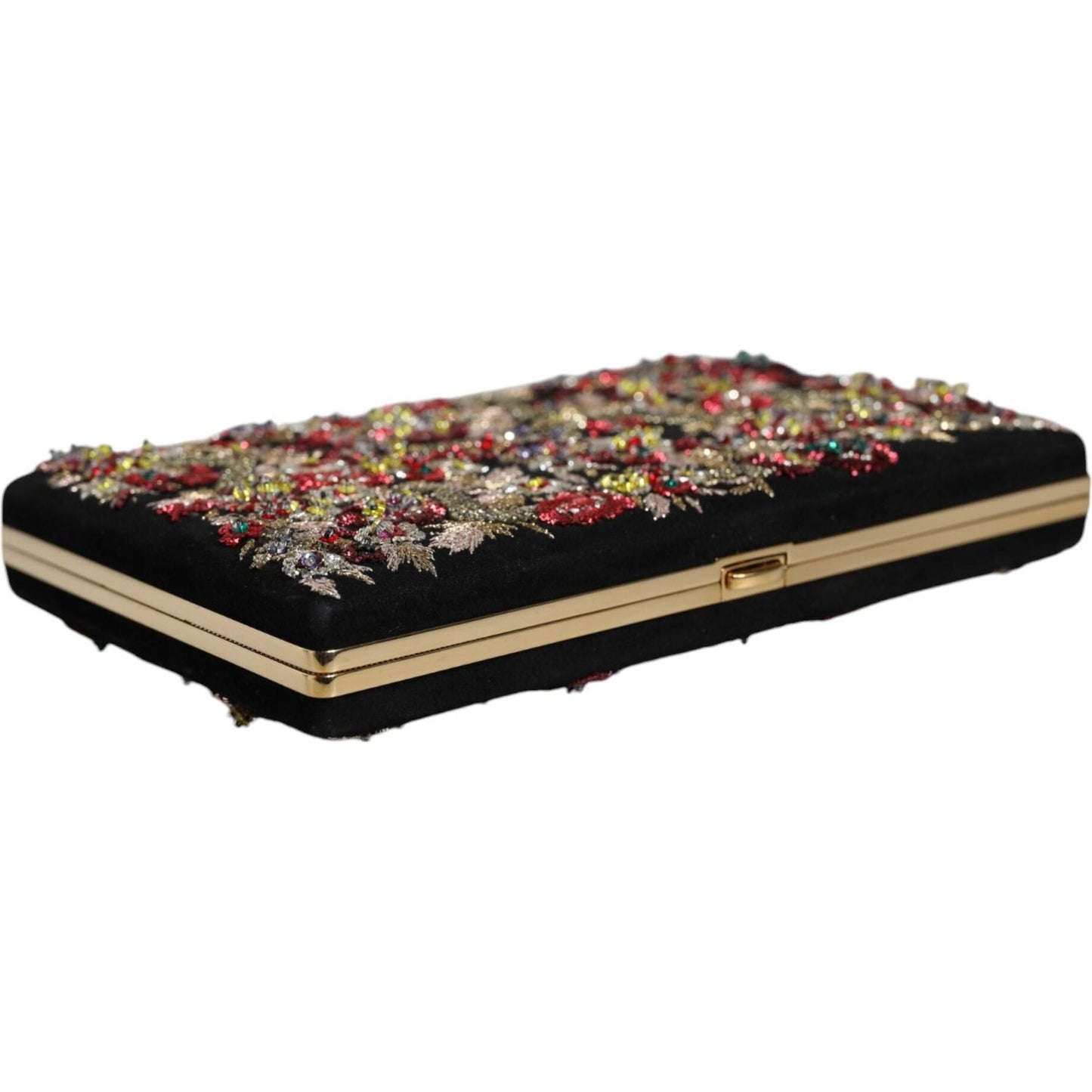 Dolce & Gabbana Multicolor Floral Gold Frame Clutch Evening Purse Bag Dolce & Gabbana