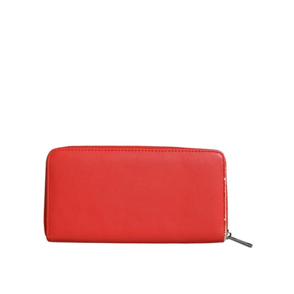 MSGM Red Leather Continental Zip Around Card Holder Bifold Clutch Wallet MSGM