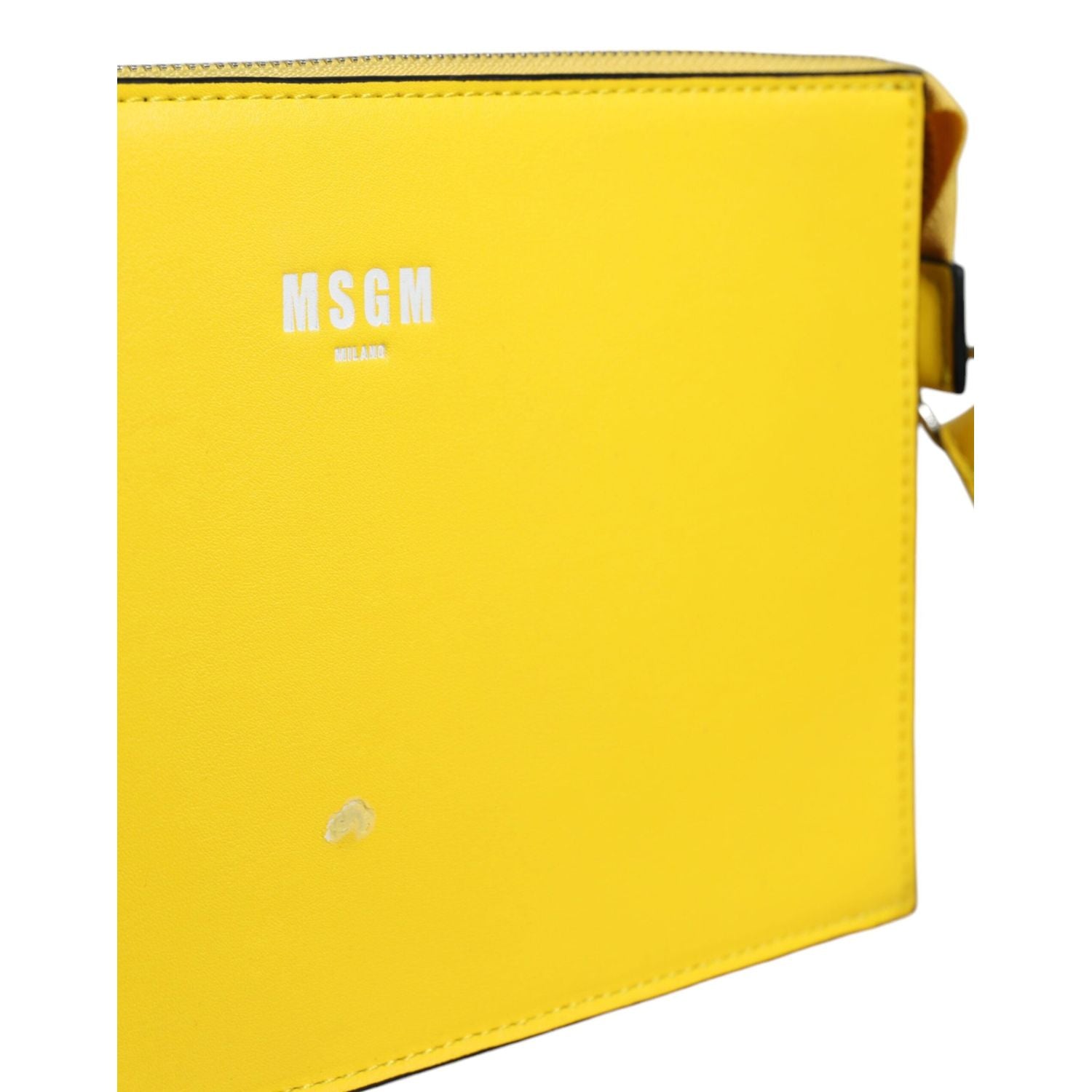 MSGM Yellow Leather Logo Crossbody Sling Shoulder Bag