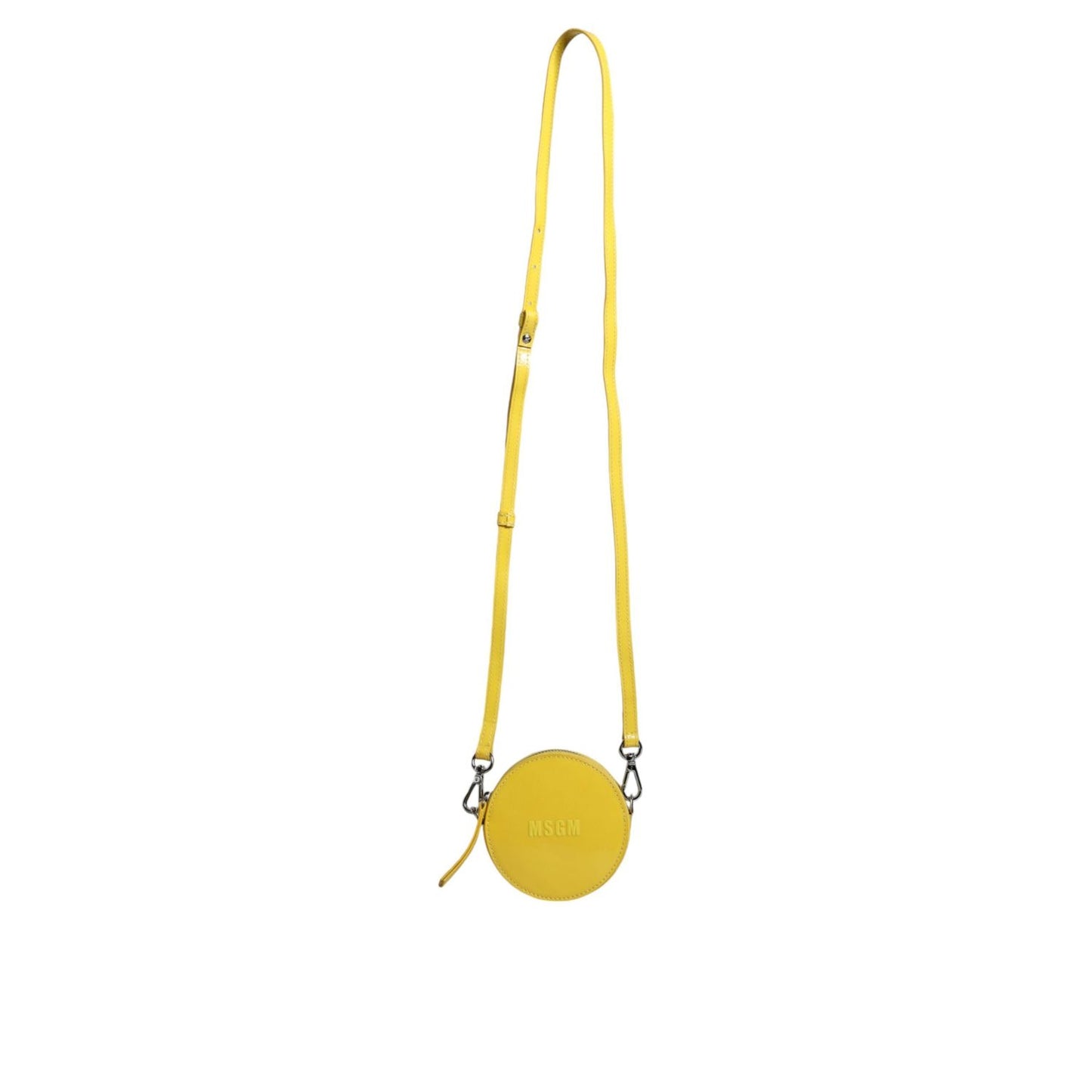 MSGM Yellow Leather Logo Crossbody Sling Shoulder Round Bag