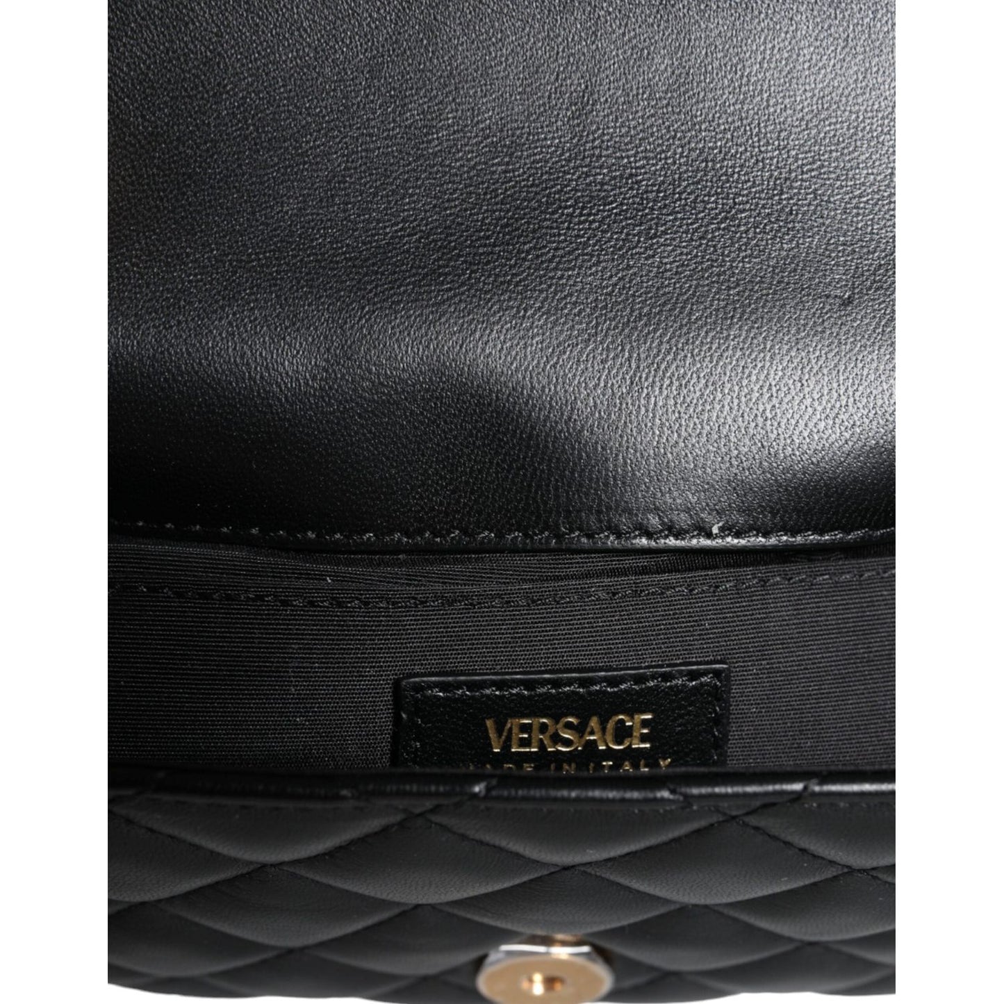 Versace Black Quilted Lambskin Leather Crossbody Shoulder Bag Versace