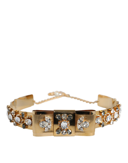 Dolce & Gabbana Gold Tone Crystal Embellished Women Waist Chain Belt Dolce & Gabbana