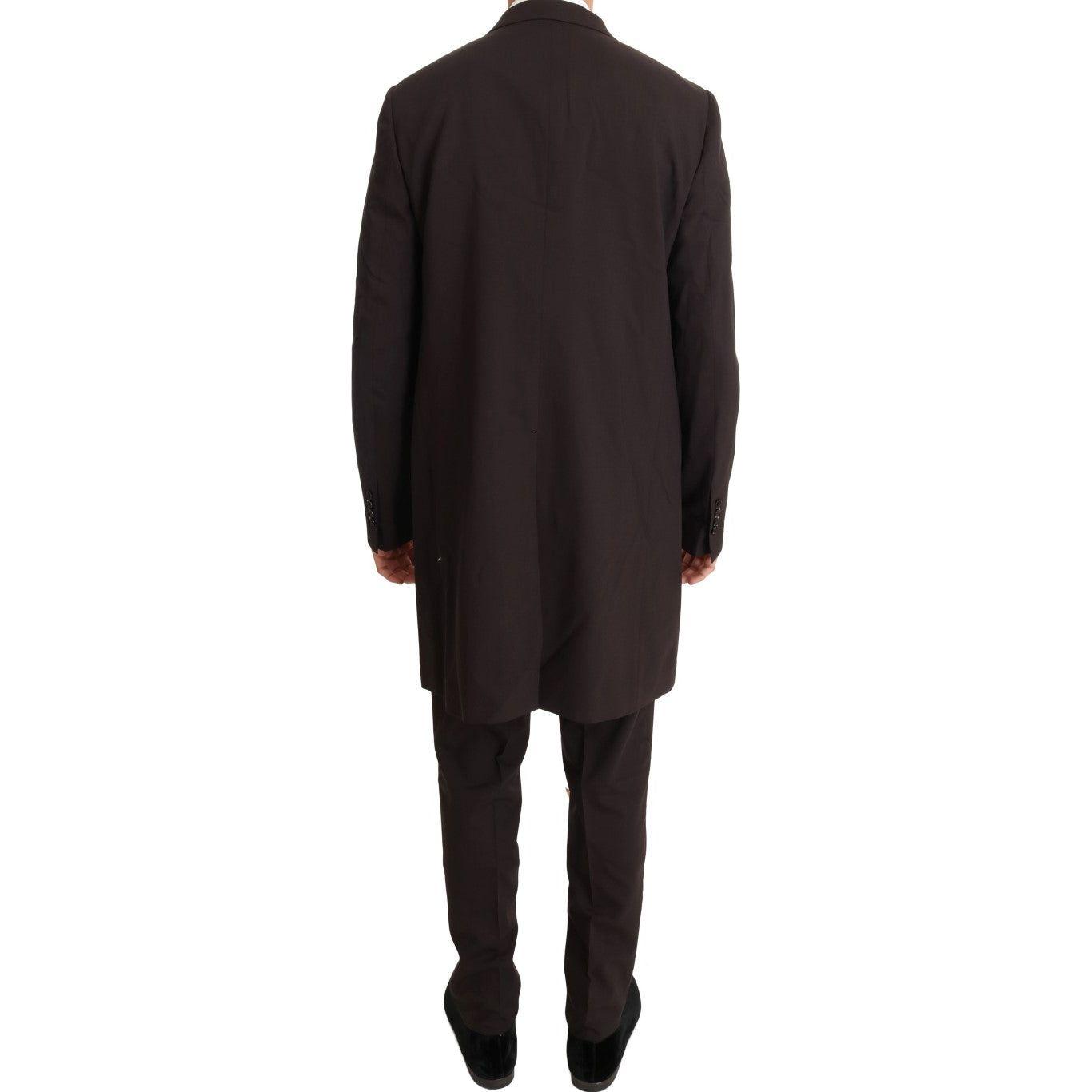 Dolce & Gabbana Bordeaux Wool Stretch Long 3 Piece Suit Dolce & Gabbana