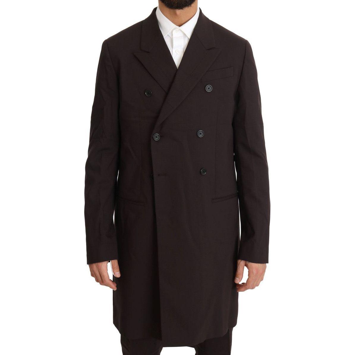 Dolce & Gabbana Bordeaux Wool Stretch Long 3 Piece Suit Dolce & Gabbana