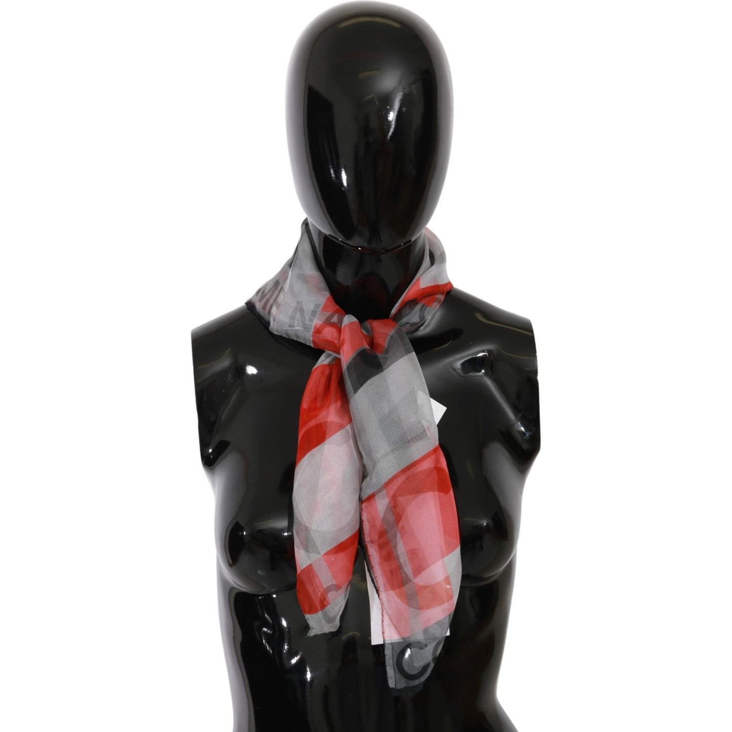 Costume National Gray Red 100% Silk Branded Scarf Costume National