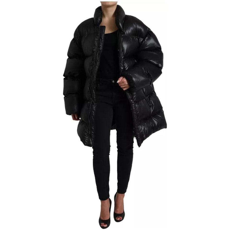 Dolce & Gabbana Black Puffer Quilted Full Zip Coat Jacket Dolce & Gabbana