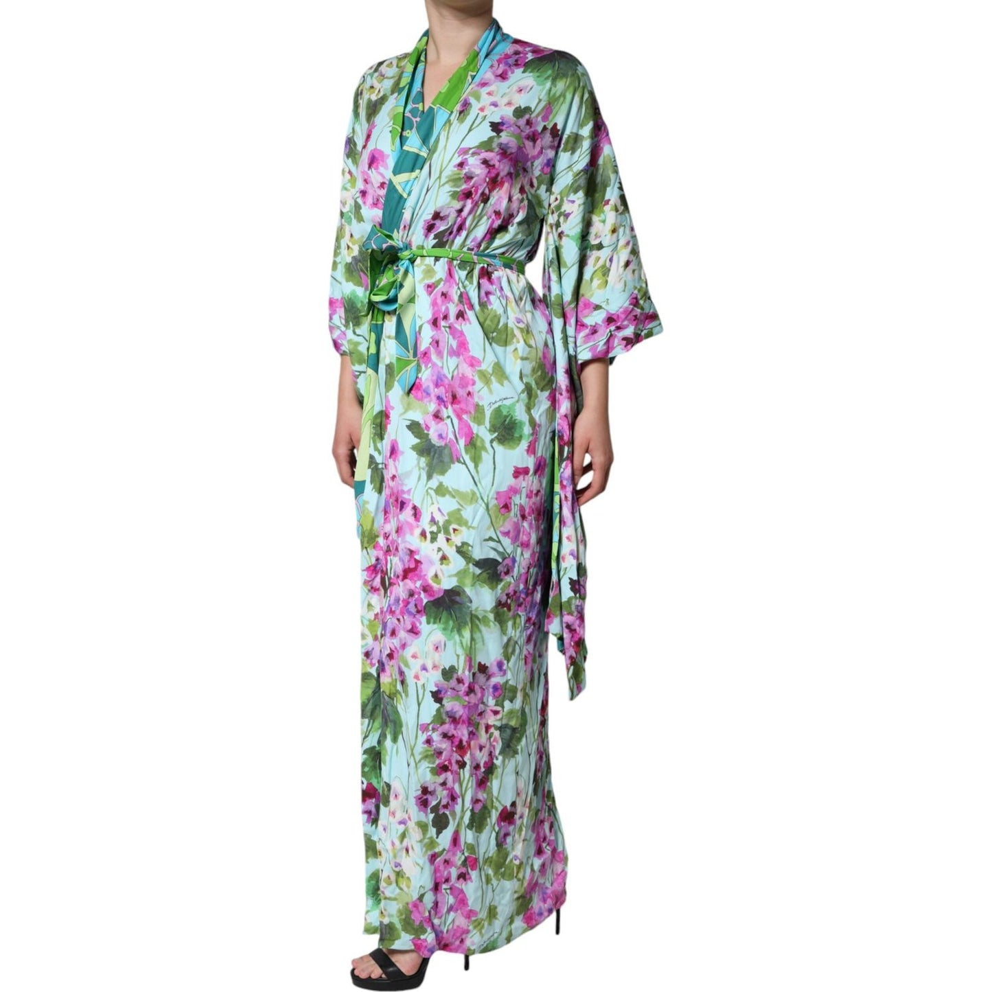 Dolce & Gabbana Multicolor Floral Silk Stretch Wrap Dress Dolce & Gabbana