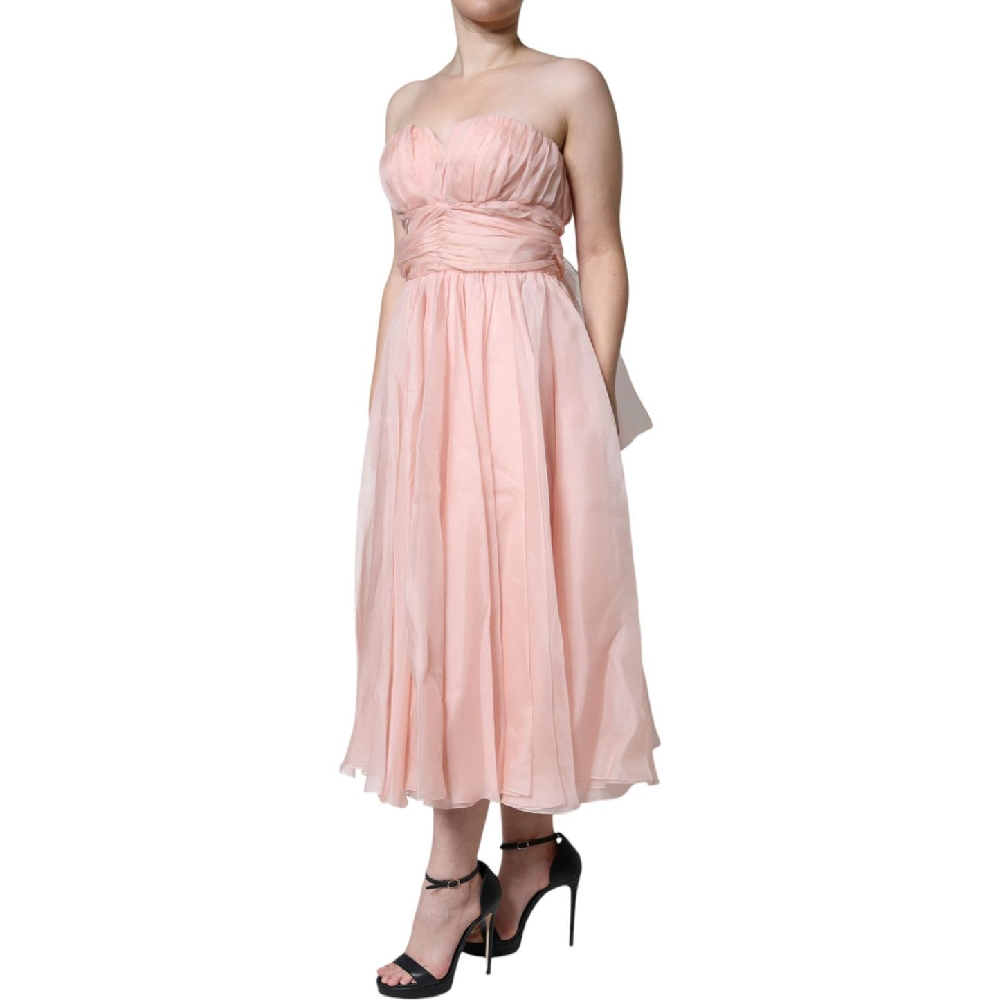 Dolce & Gabbana Pink Silk Strapless Maxi A-line Gown Dress Dolce & Gabbana