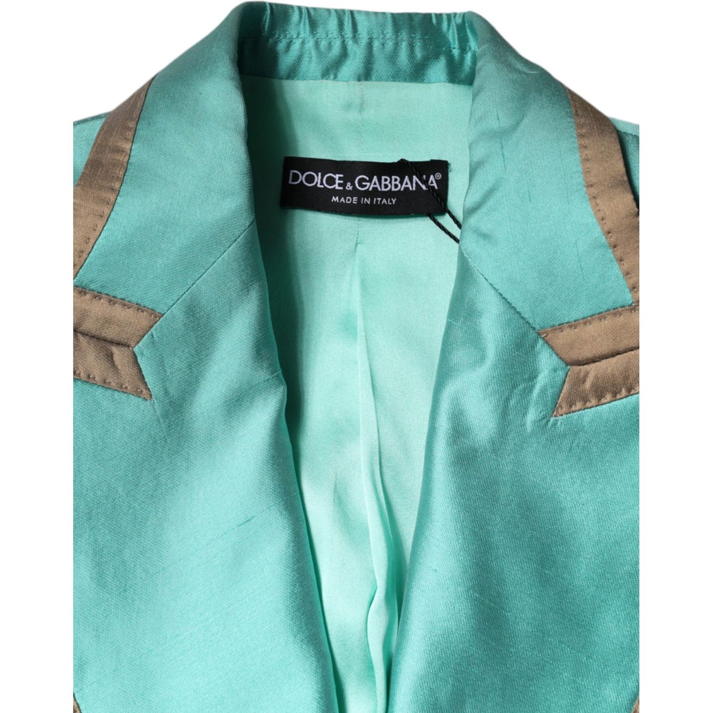 Dolce & Gabbana Metallic Green Single Breasted Blazer Jacket Dolce & Gabbana