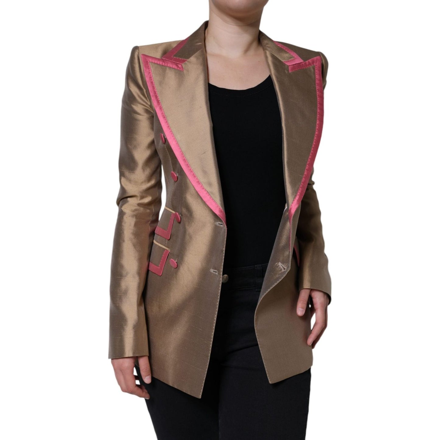 Dolce & Gabbana Metallic Brown Double Breasted Blazer Jacket Dolce & Gabbana