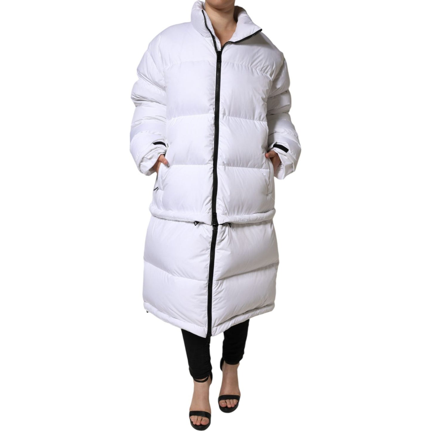 Dolce & Gabbana White Puffer Quilted Full Zip Coat Jacket Dolce & Gabbana