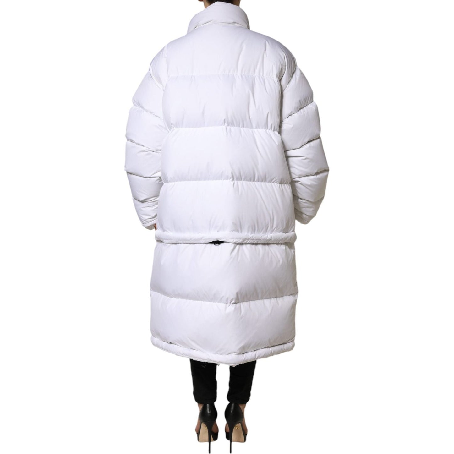 Dolce & Gabbana White Puffer Quilted Full Zip Coat Jacket Dolce & Gabbana