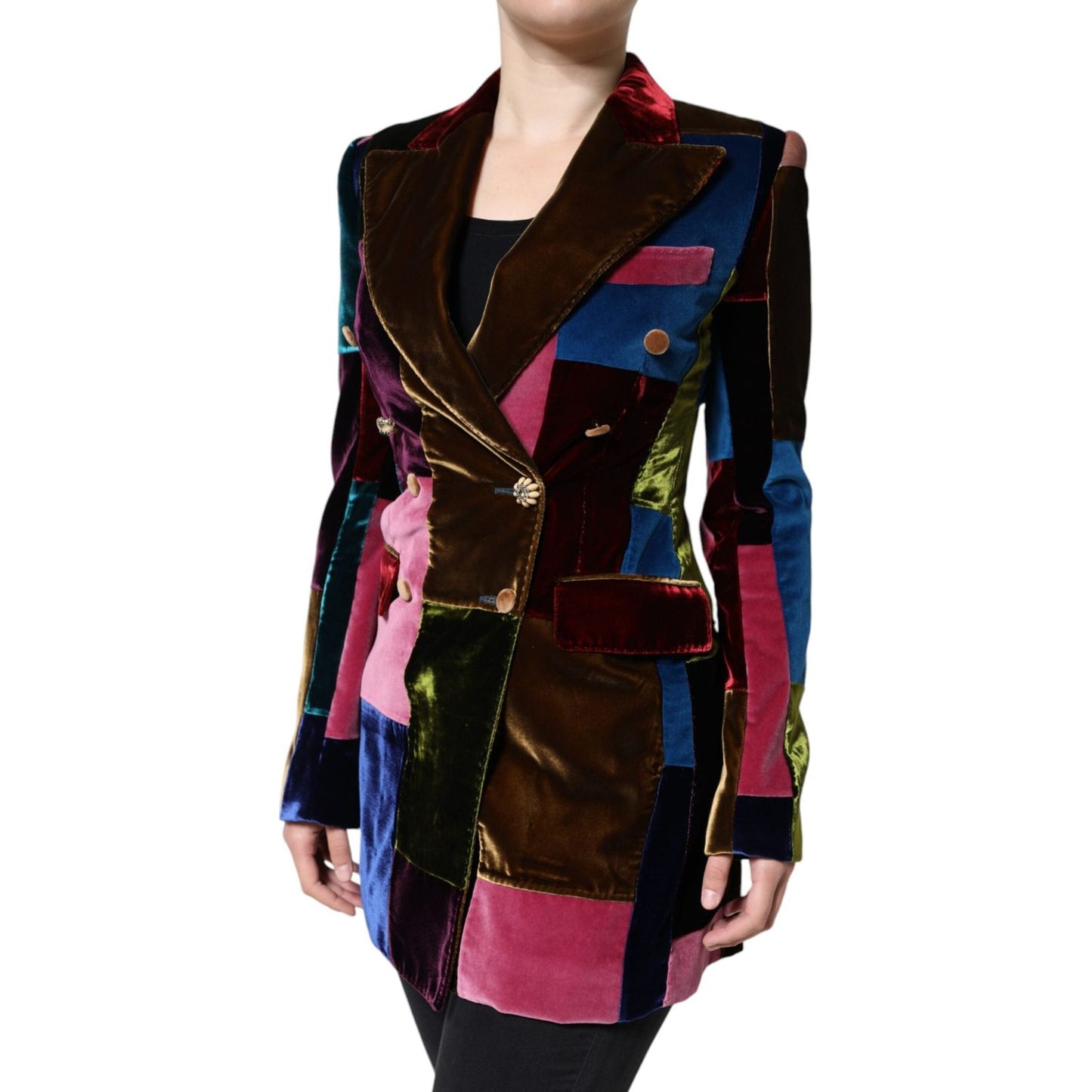 Dolce & Gabbana Multicolor Double Breasted Patchwork Blazer Jacket Dolce & Gabbana