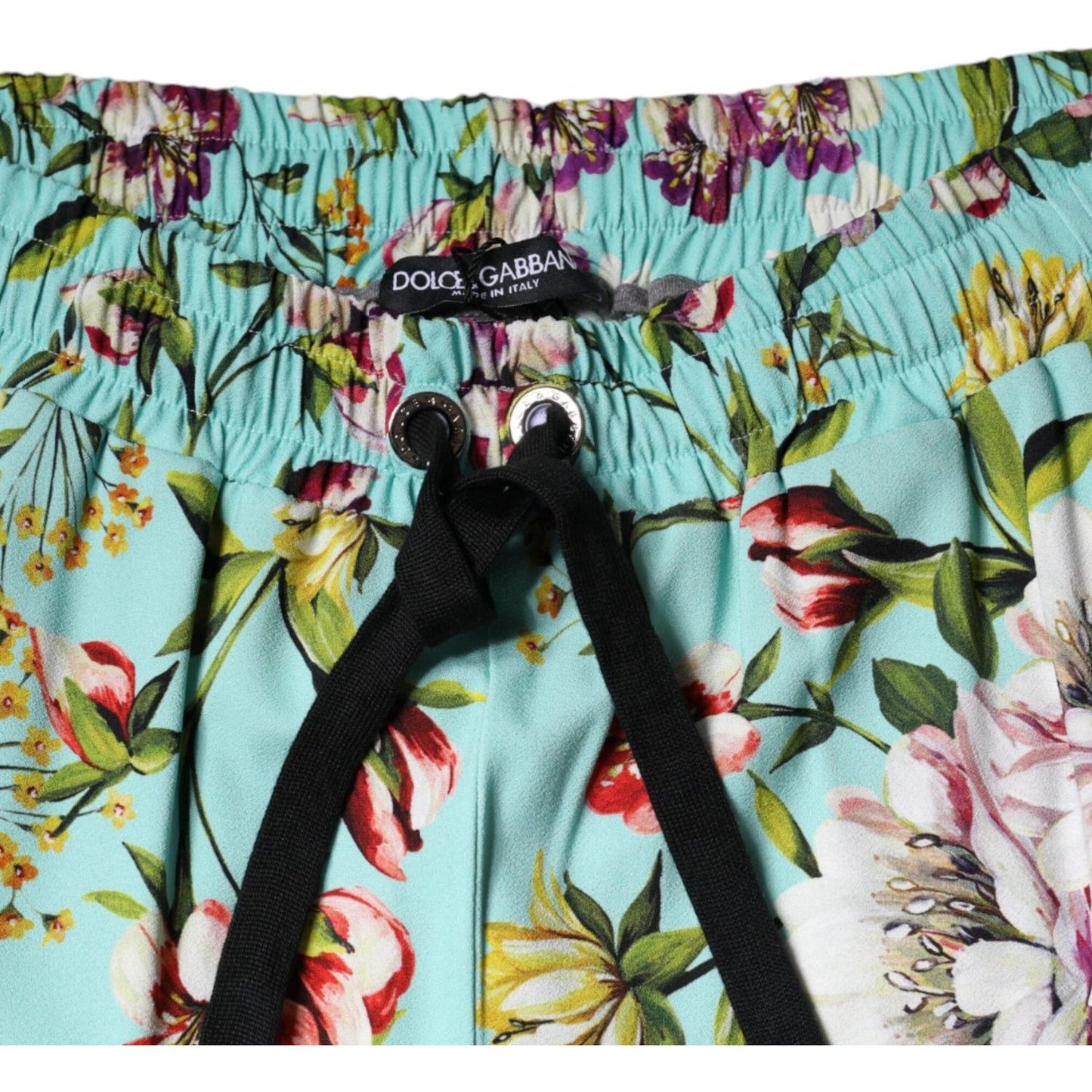 Dolce & Gabbana Green Floral Mid Waist Jogger Women Pants Dolce & Gabbana