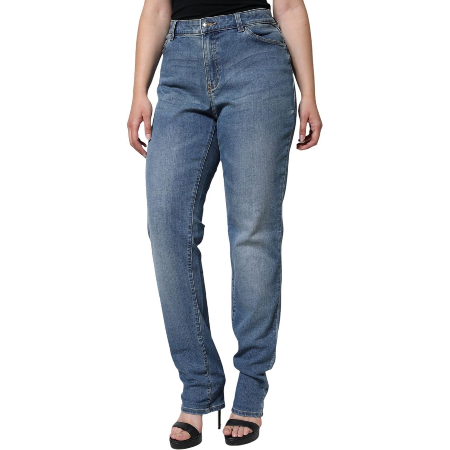 Emporio Armani Blue Washed High Waisted Skinny Women Denim Jeans Emporio Armani