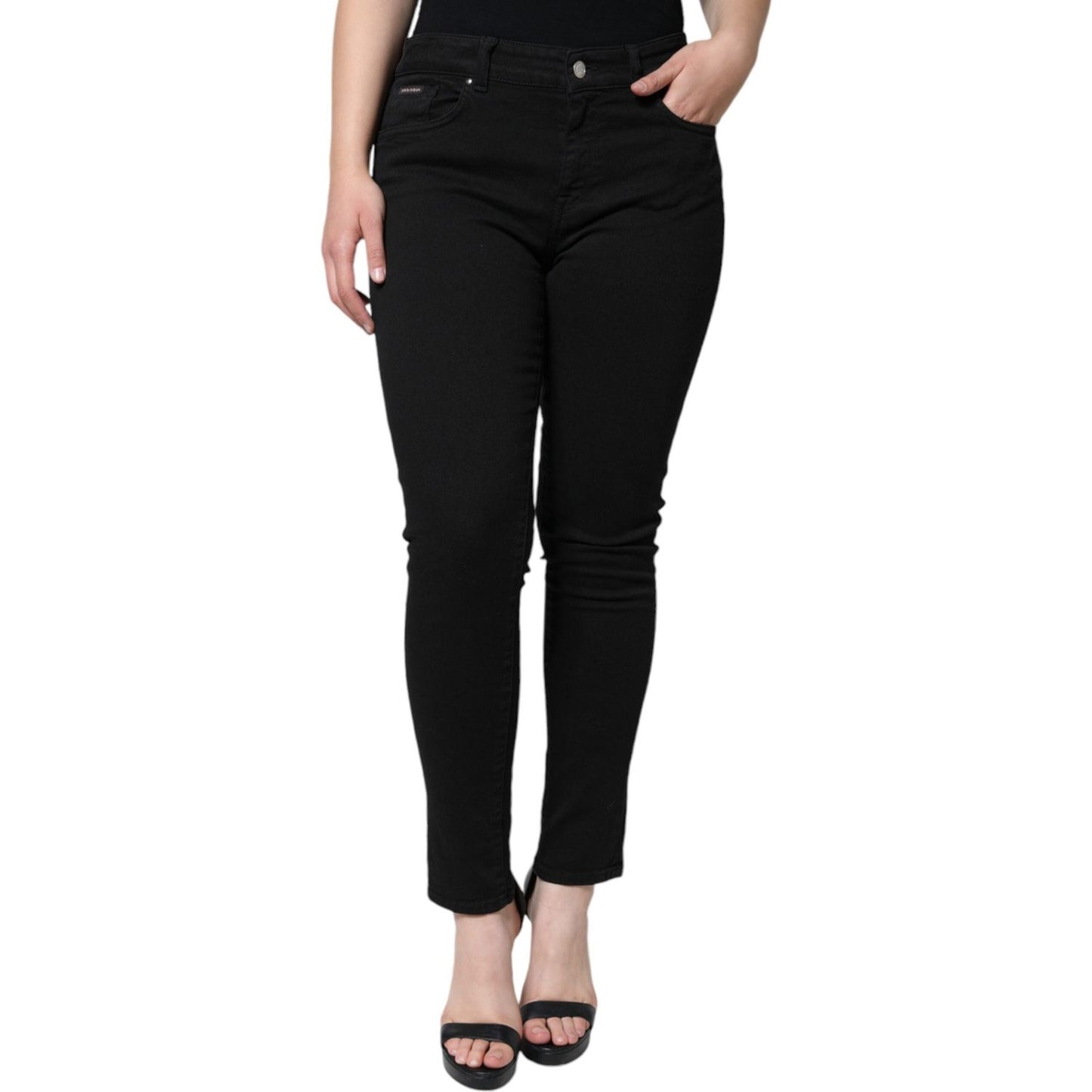 Dolce & Gabbana Black Cotton Mid Waist Skinny Denim Jeans Dolce & Gabbana