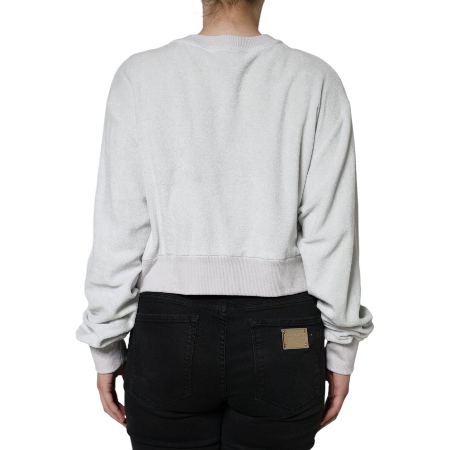 Dolce & Gabbana White Nylon Stretch Crew Neck Pullover Sweater Dolce & Gabbana