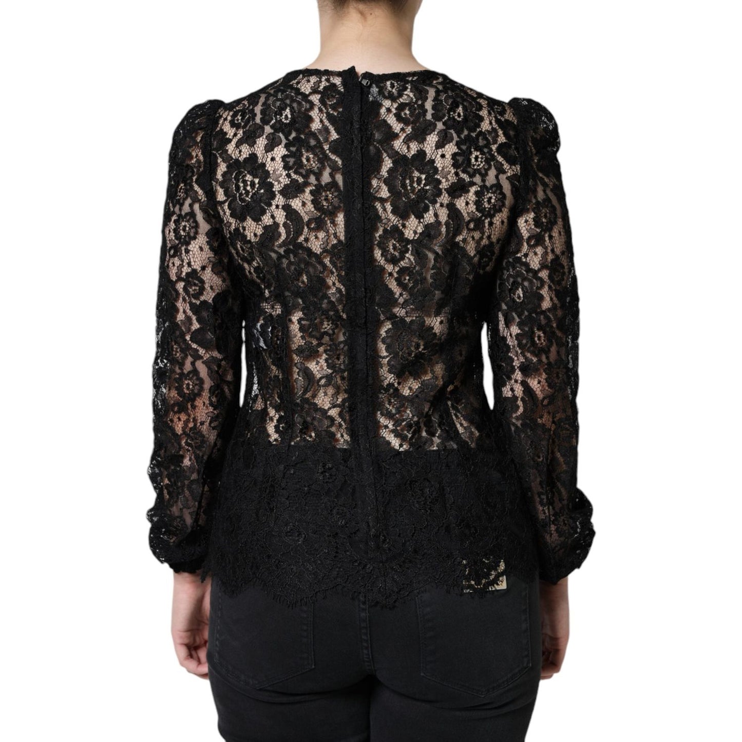 Dolce & Gabbana Black Floral Lace See Through Long Sleeve Top Dolce & Gabbana