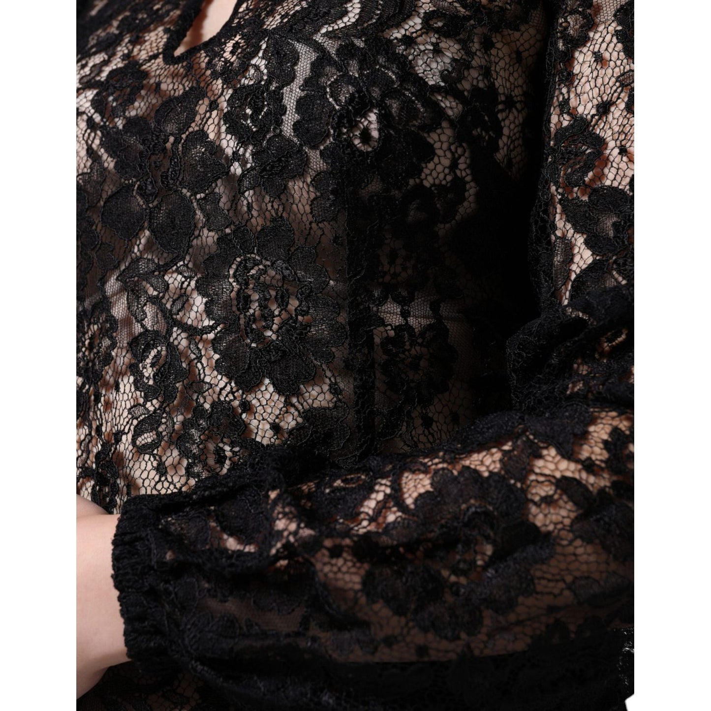 Dolce & Gabbana Black Floral Lace See Through Long Sleeve Top Dolce & Gabbana