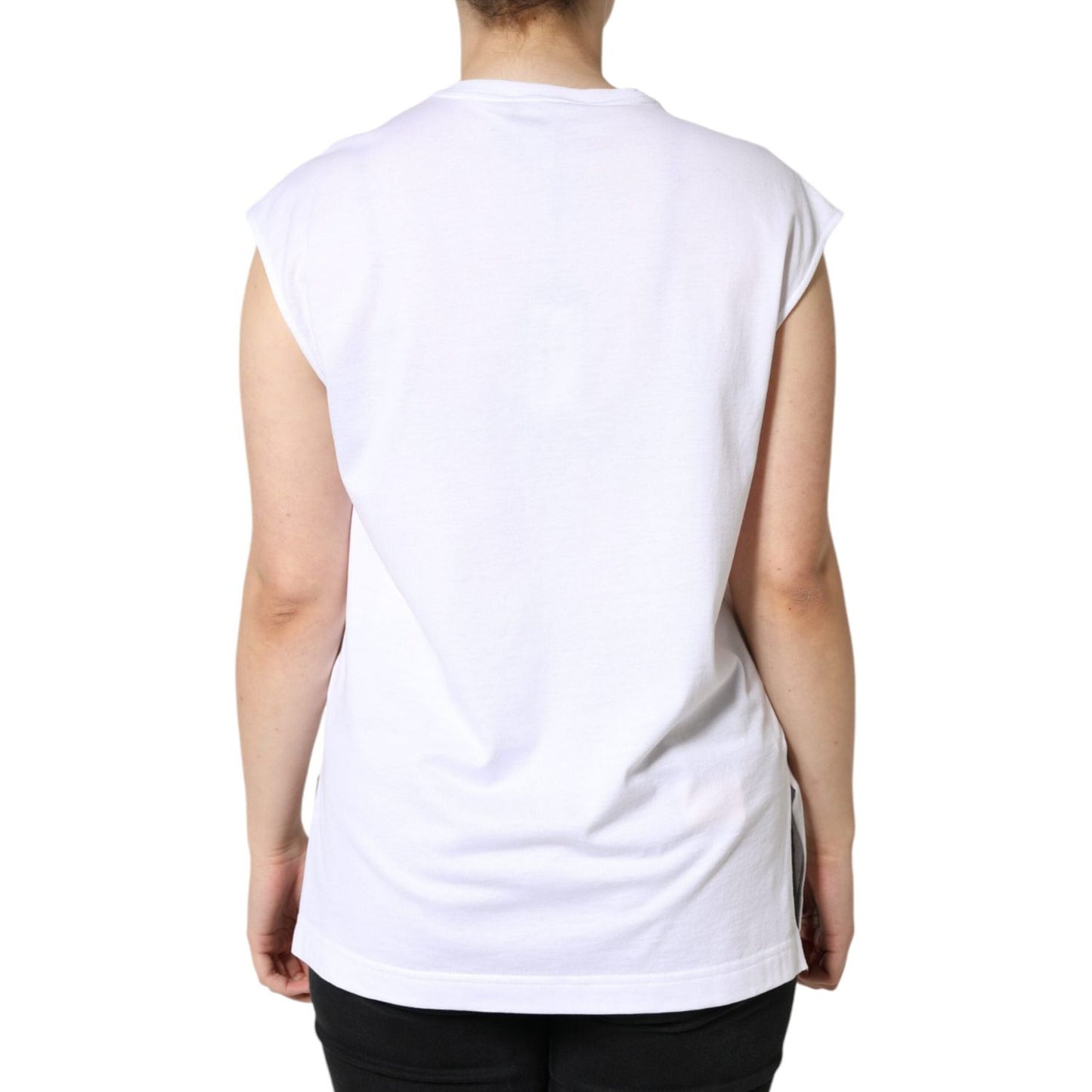 Dolce & Gabbana White Cotton Sleeveless Crew Neck T-shirt Dolce & Gabbana