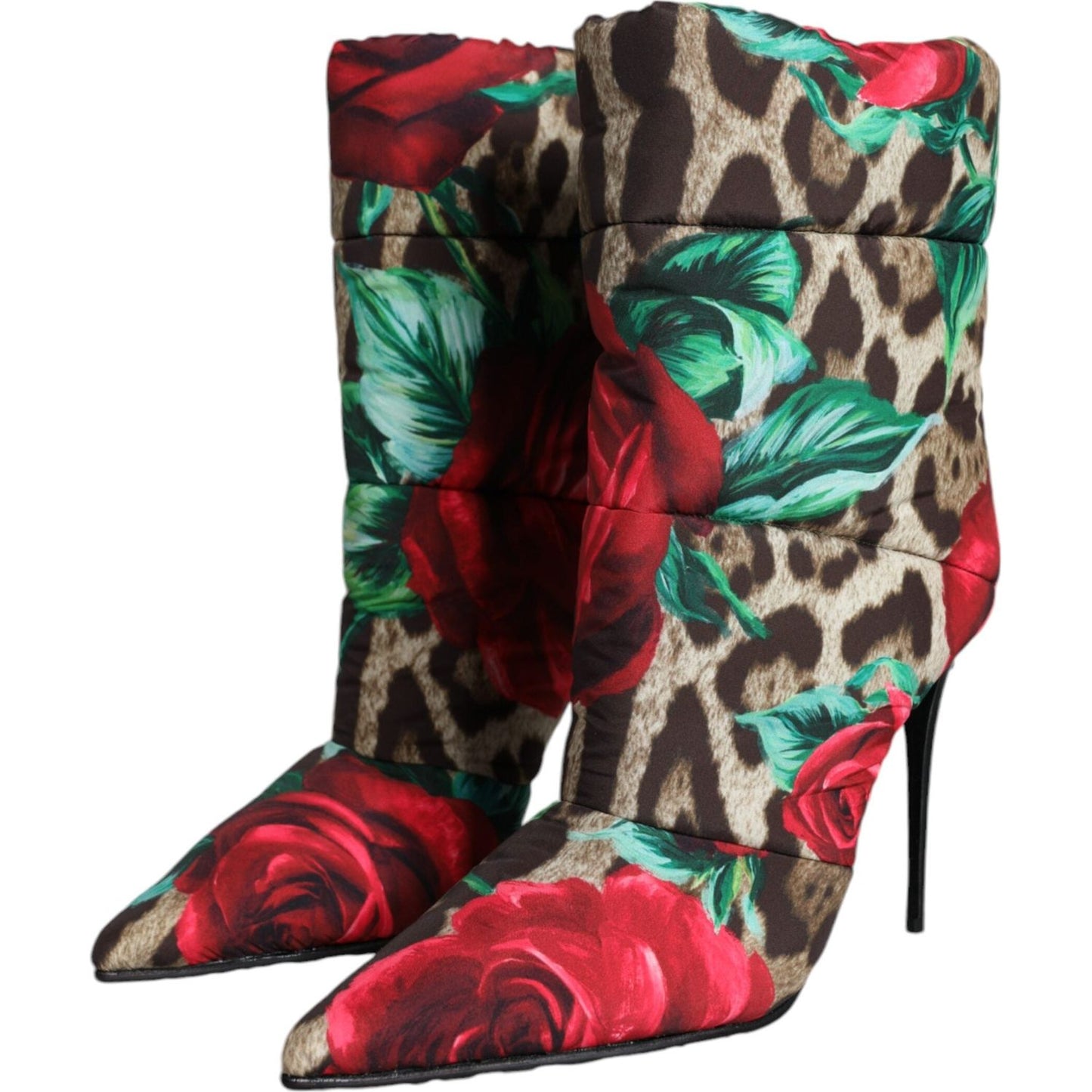 Dolce & Gabbana Multicolor Leopard Rose Mid Calf Boots Shoes Dolce & Gabbana