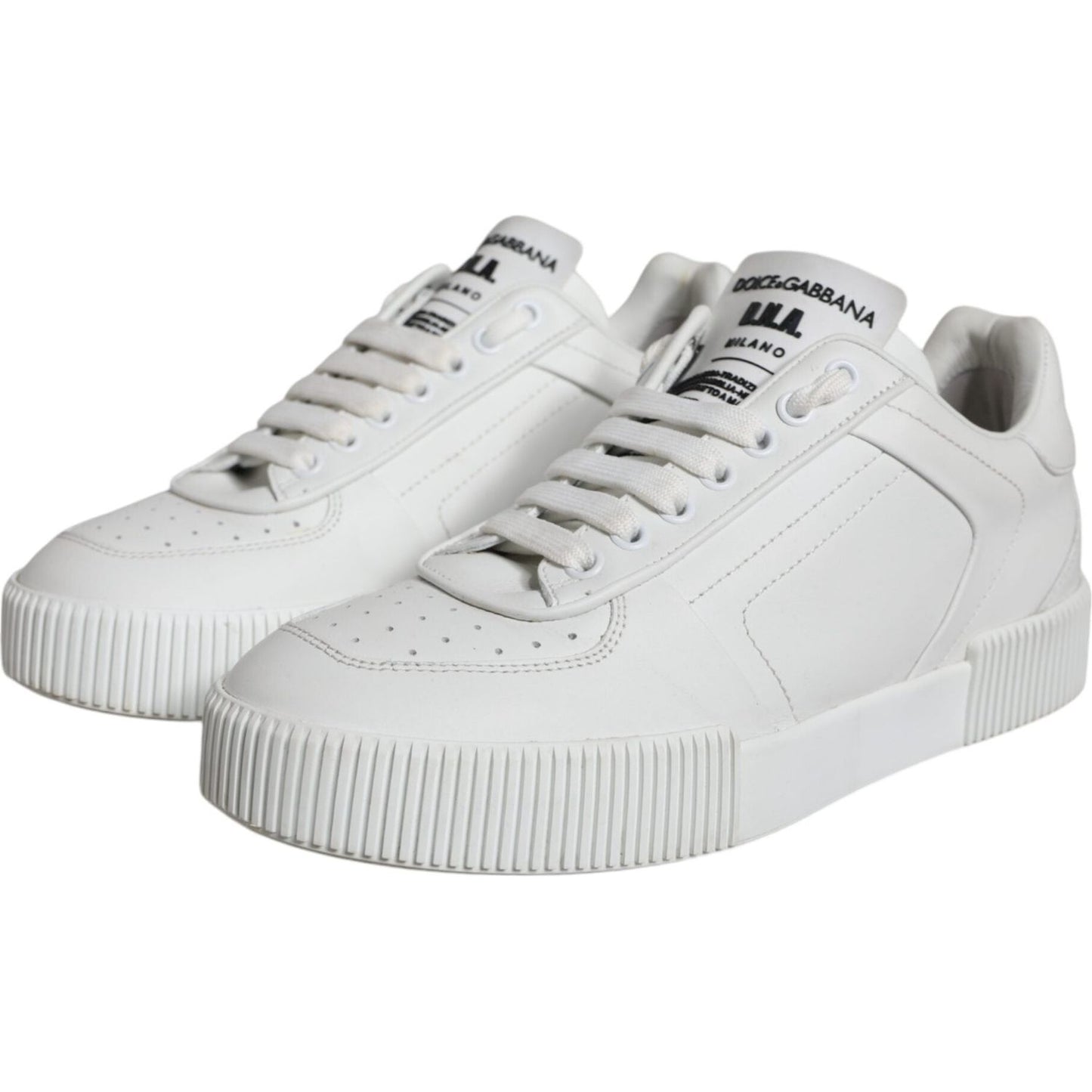 Dolce & Gabbana White Calfskin Leather Miami Low Top Sneakers Shoes Dolce & Gabbana