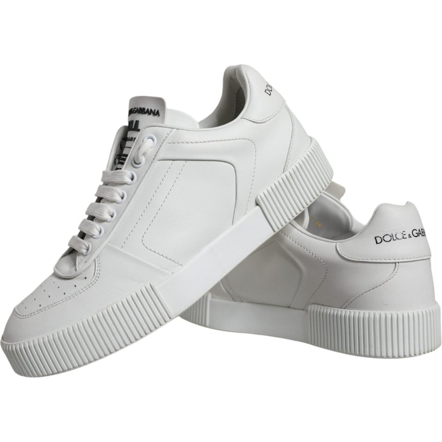 Dolce & Gabbana White Calfskin Leather Miami Low Top Sneakers Shoes Dolce & Gabbana