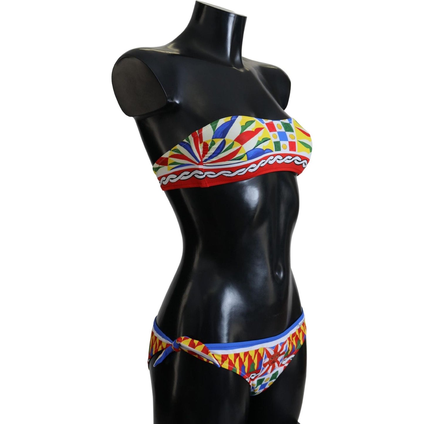 Dolce & Gabbana Multicolor Carretto Bandeau Brief Swimwear 2 Pc Bikini Dolce & Gabbana